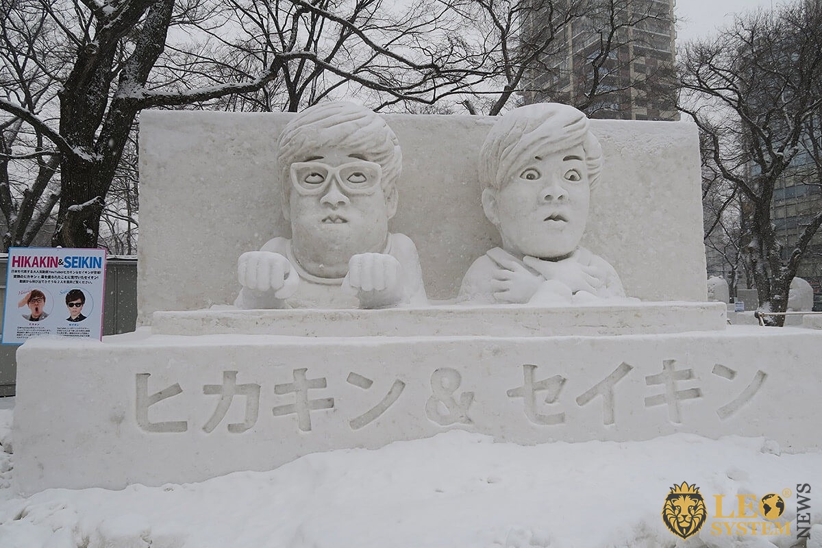 View of the snow sculpture in Sapporo city, Hokkaido Province, Japan