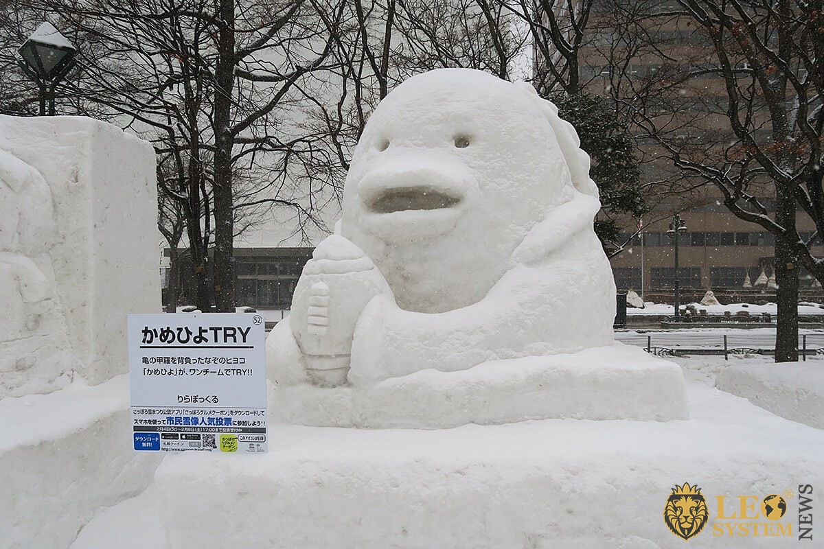 Image of snow sculpture in Sapporo city, Hokkaido Province, Japan