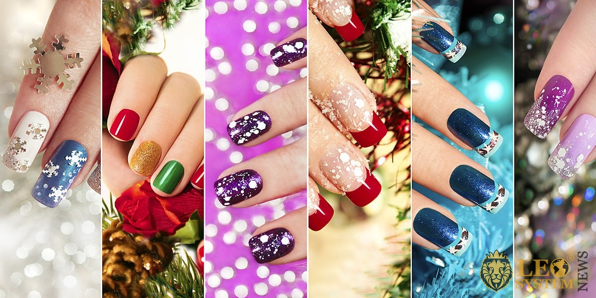 Image of various holiday manicure options