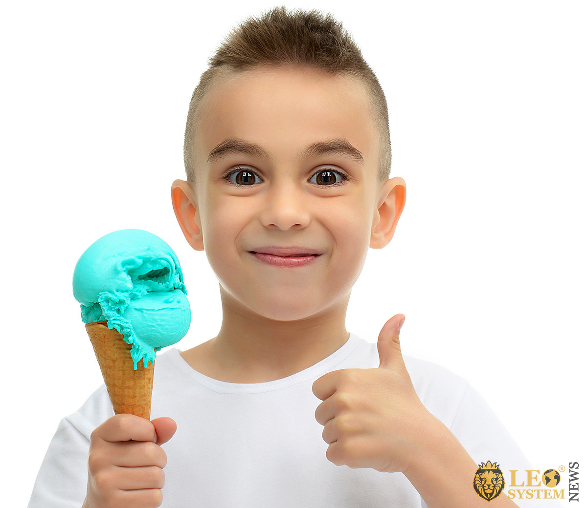 Image of a happy child with ice cream in his hands